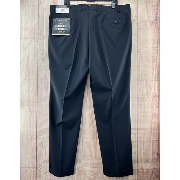 Ralph Lauren BLACK LABEL Wool Pleated Cuffed Pants UltraFlex Classic Fit 42x32 - Picture 2 of 7